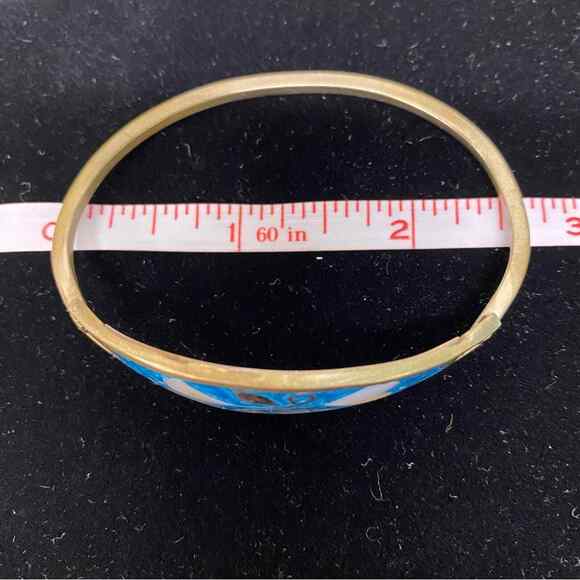 2 Vintage Mexico Alpaca Mother of Pearl Inlaid Hinge Silver Bracelets Hearts - Picture 5 of 9